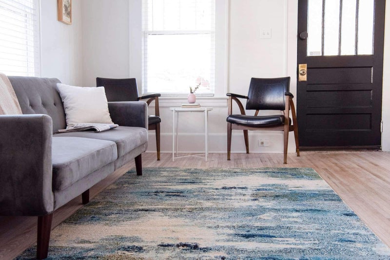 Unique Loom Chromatic Collection Modern & Vibrant Abstract Area Rug For Any Home DÃ©cor (3' 3 x 5' 3 Rectangular, Light Blue/Beige) - Image 3